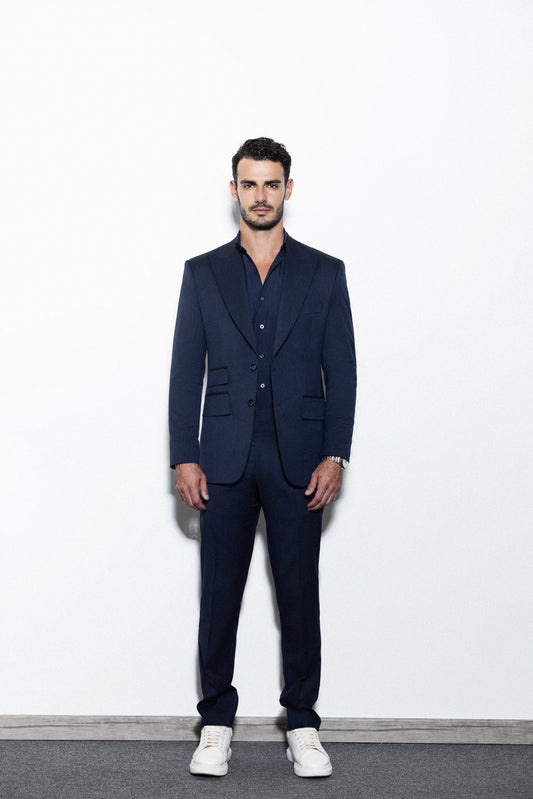 Deep sea blue pinstripe suit