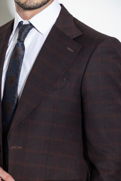 Single breasted Brown Hidden checked suit