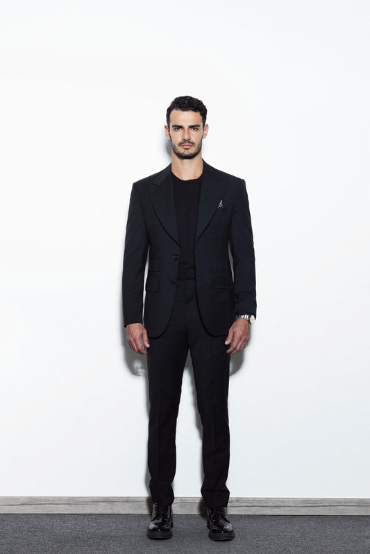 Slim-fit Black single breasted suit